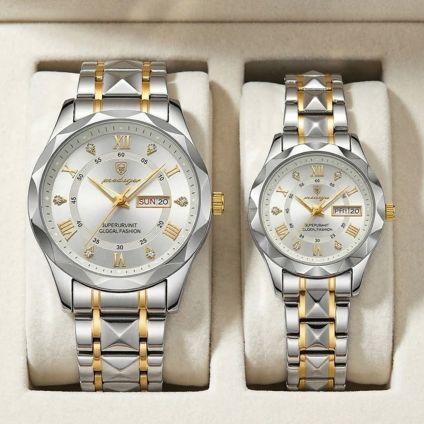 Poedagar Luxury Couple Watch (Water Resistant)