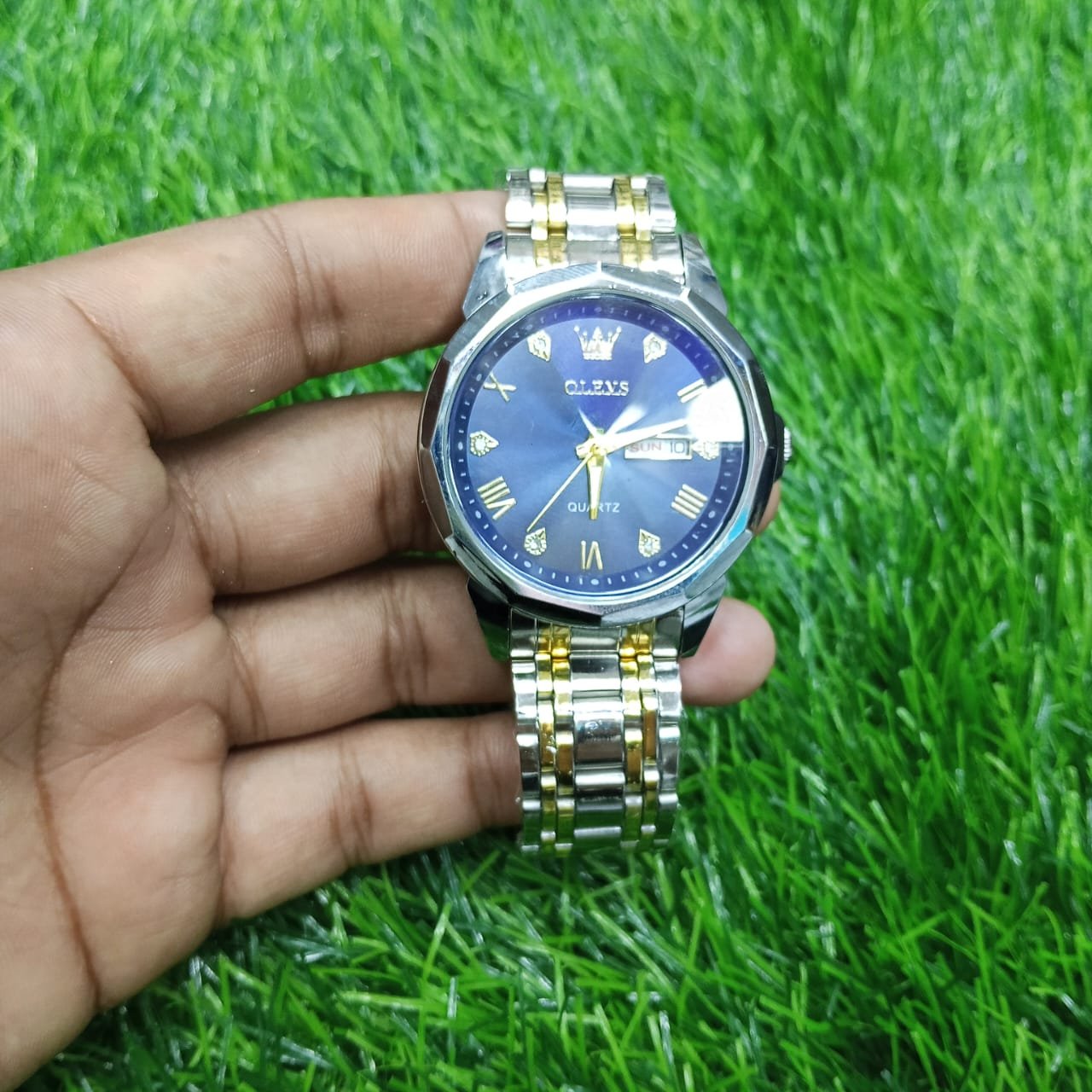 Olevs Stainless Steel fashionable Couple watches (Navy Blue) - Image 4