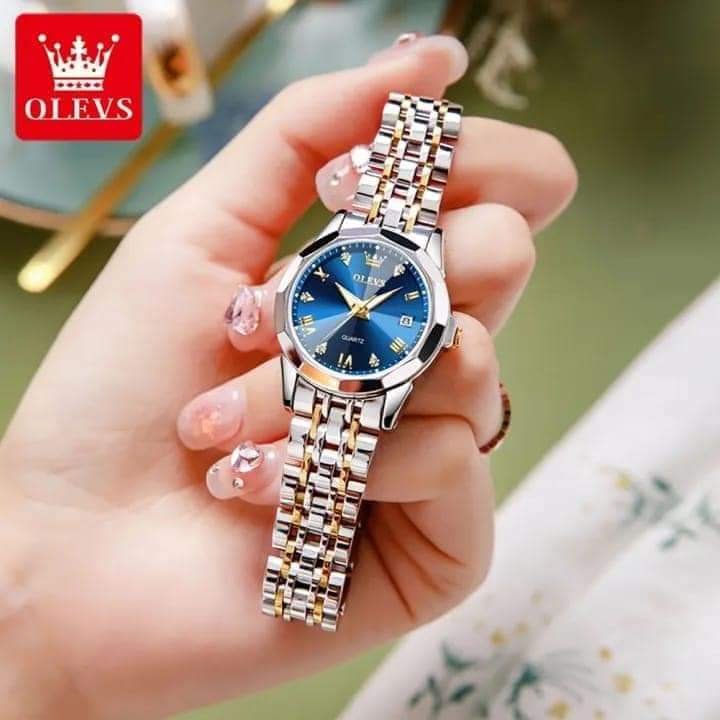 Olevs Stainless Steel fashionable Couple watches (Navy Blue) - Image 3