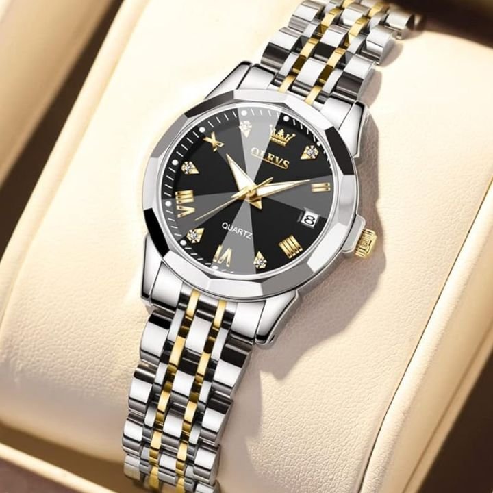 Olevs Stainless Steel fashionable Couple watches Silver black - Image 3