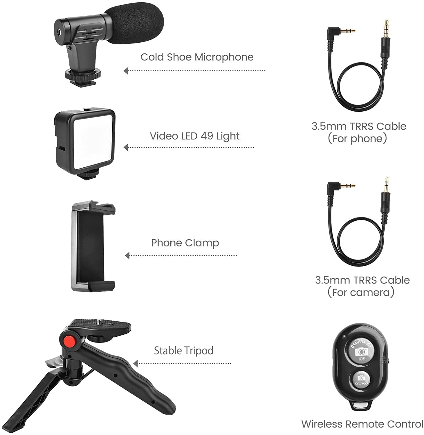 Video-Making Tripod Kit 3 In 1 For Live Broadcast With Microphone, LED Light & Remote Control - Image 2