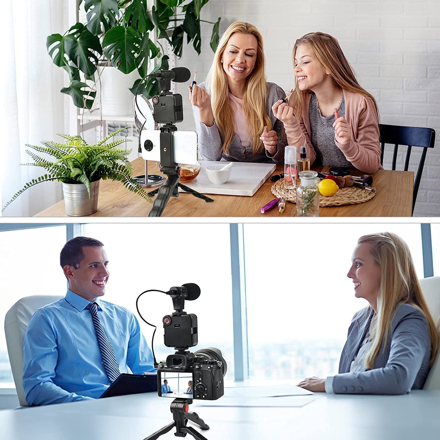 Video-Making Tripod Kit 3 In 1 For Live Broadcast With Microphone, LED Light & Remote Control - Image 3