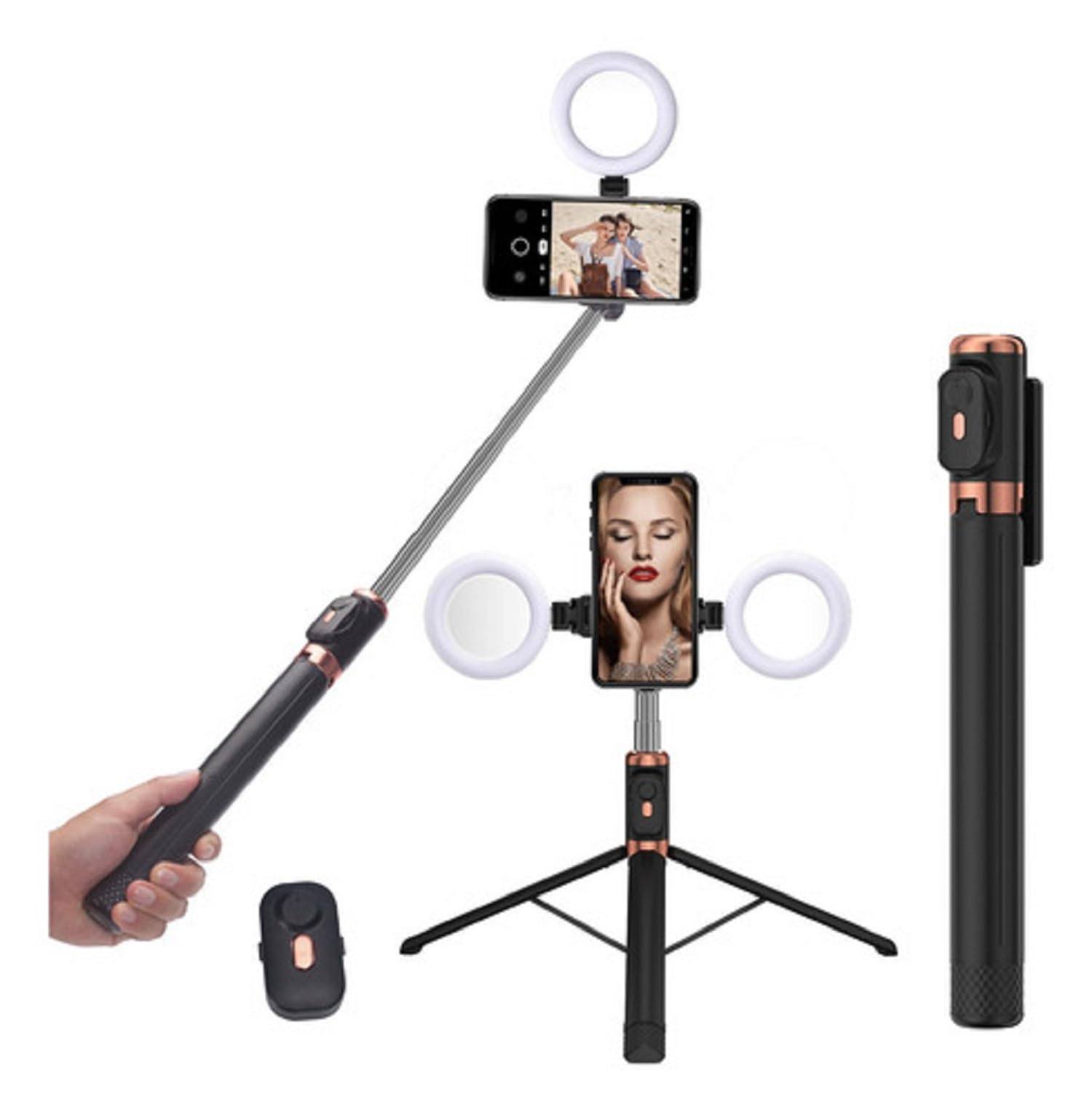 Plokama LIVE-K9 Pro 1700mm Ultra Long Selfie Stick with Tripod Stand & Dual Ring Light
